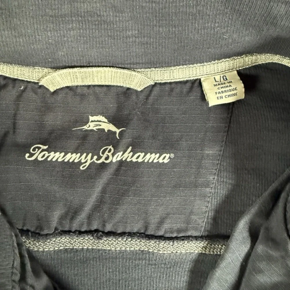 Tommy Bahama Men's L Blue 1/4 Zip Pullover Sweater‎ Golf Resort Coastal Cotton